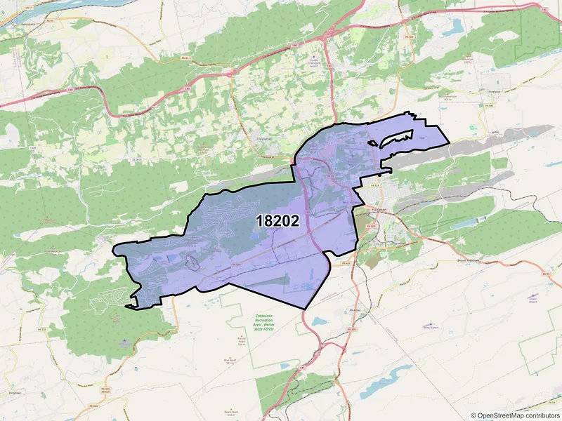 Map of ZIP Code 18202 — Hazleton, PA