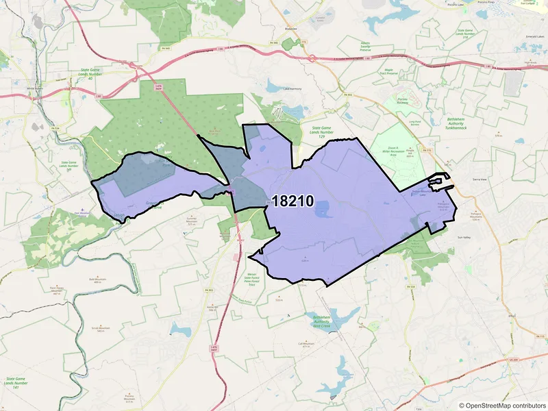 Map of Albrightsville, Pennsylvania and ZIP codes