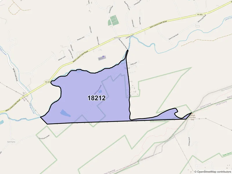 Map of Ashfield, Pennsylvania and ZIP codes