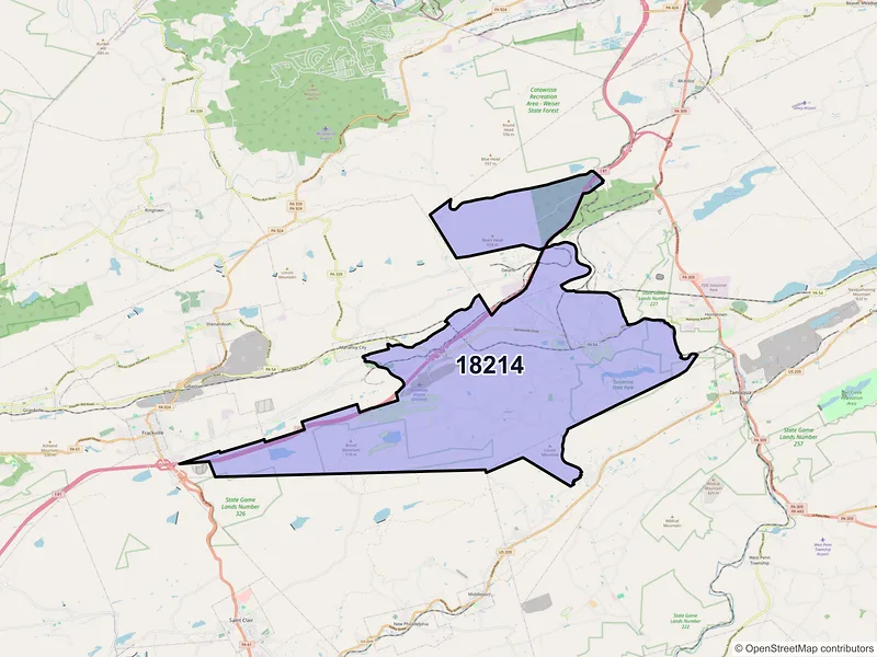 Map of Barnesville, Pennsylvania and ZIP codes