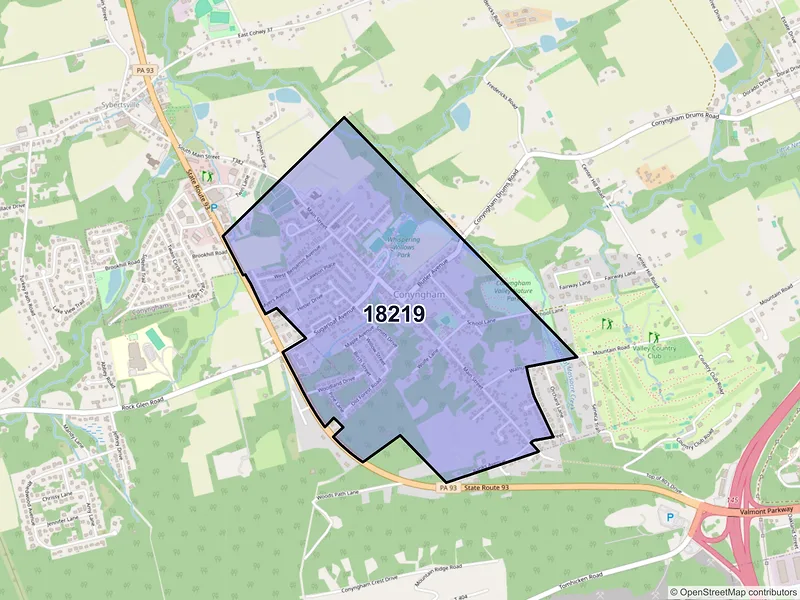 Map of Conyngham, Pennsylvania and ZIP codes