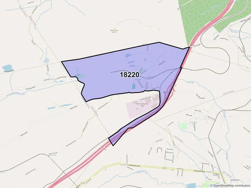 Map of Delano, Pennsylvania and ZIP codes