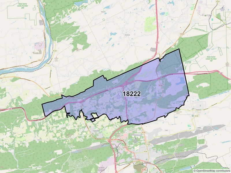 Map of ZIP Code 18222 — Drums, PA