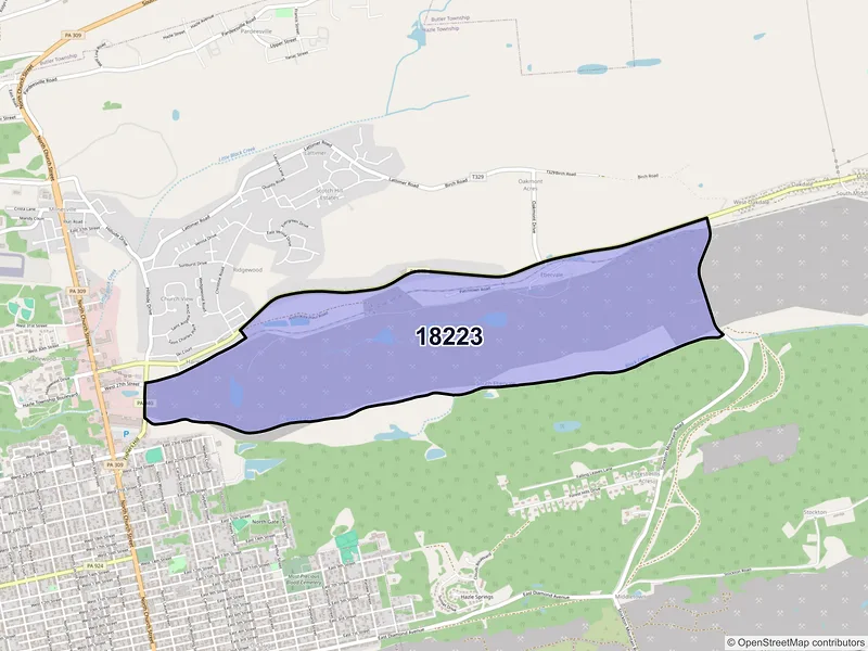 Map of Ebervale, Pennsylvania and ZIP codes