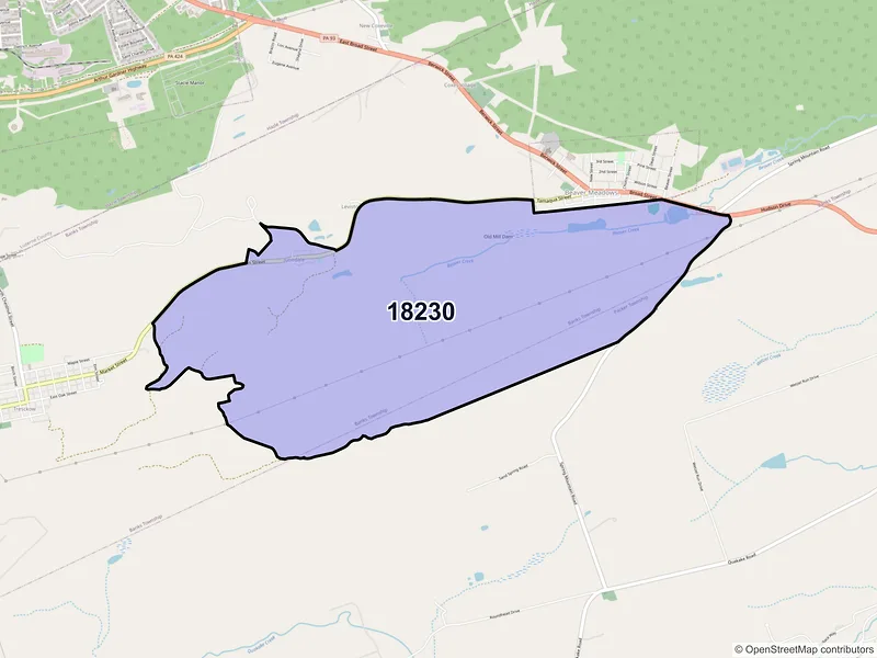 Map of Junedale, Pennsylvania and ZIP codes