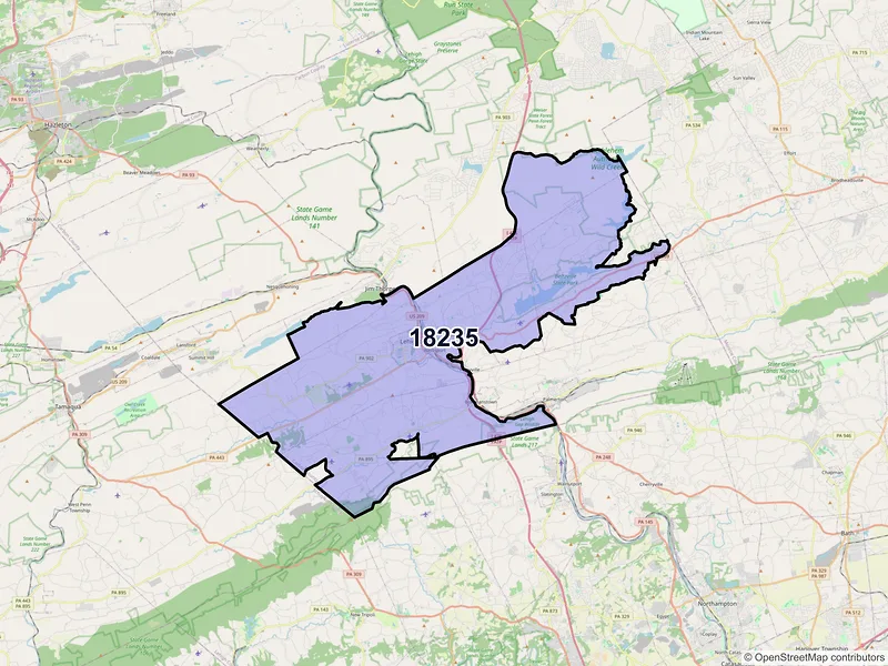 Map of ZIP Code 18235 — Lehighton, PA