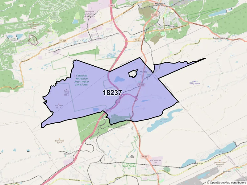 Map of ZIP Code 18237 — Mcadoo, PA