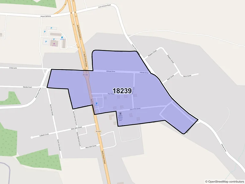 Map of Milnesville, Pennsylvania and ZIP codes