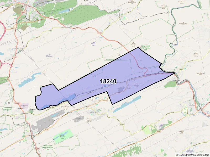 Map of ZIP Code 18240 — Nesquehoning, PA