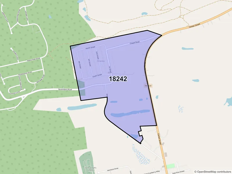 Map of Oneida, Pennsylvania and ZIP codes