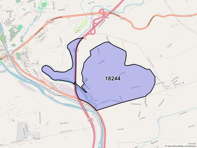 Map of Parryville, Pennsylvania and ZIP codes