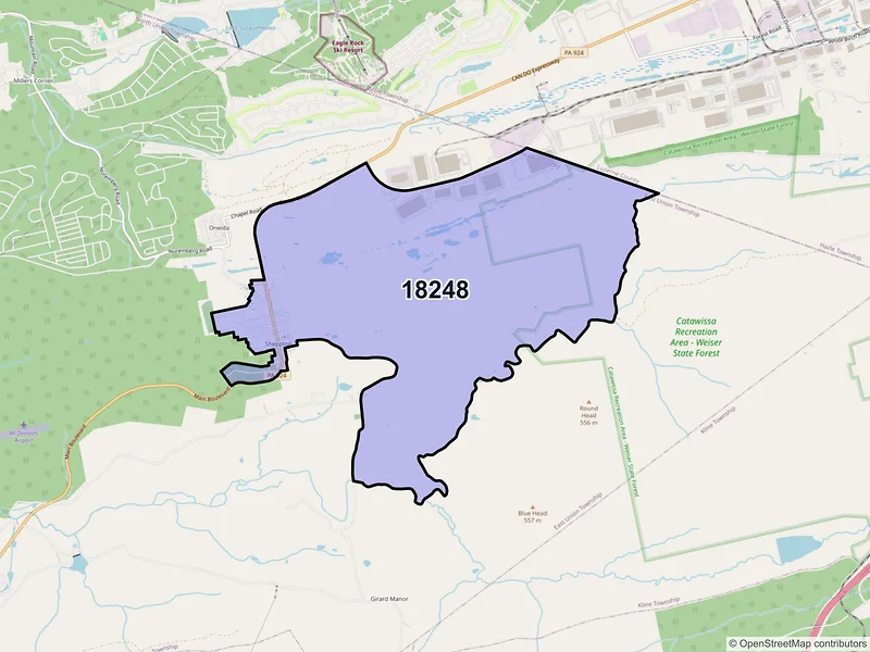 Map of Sheppton, Pennsylvania and ZIP codes