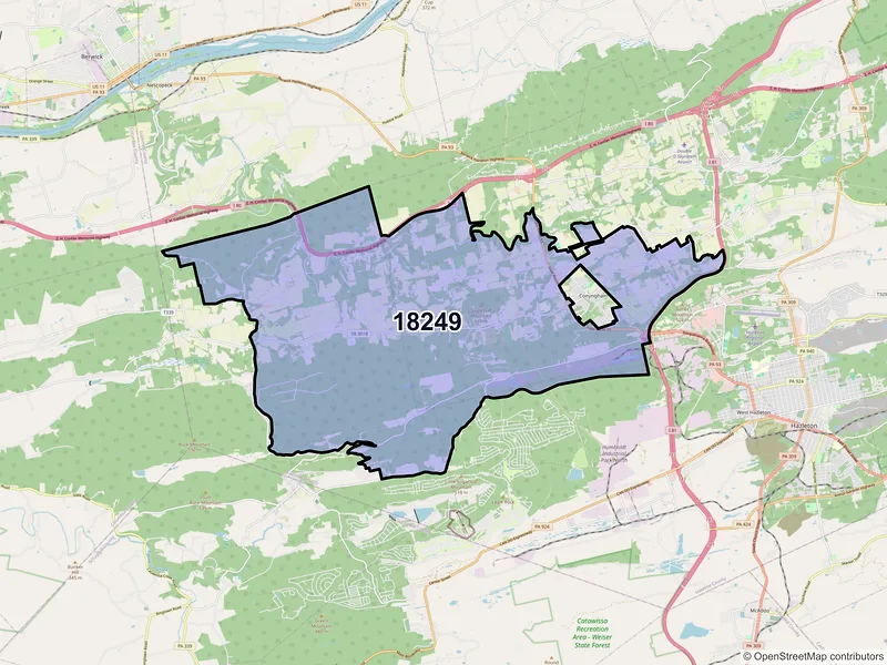 Map of ZIP Code 18249 — Sugarloaf, PA