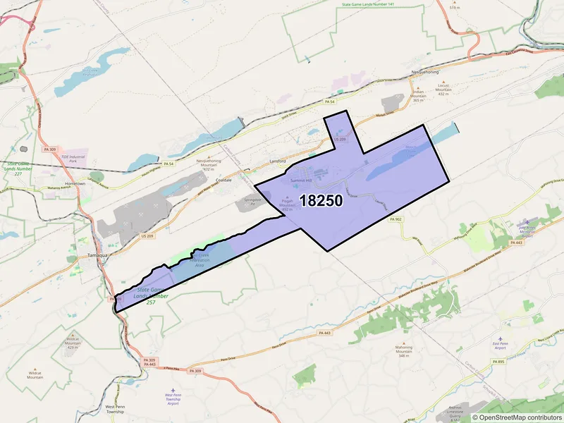 Map of ZIP Code 18250 — Summit Hill, PA