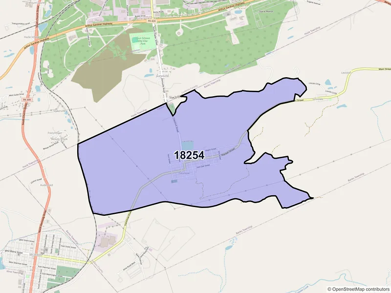 Map of Tresckow, Pennsylvania and ZIP codes