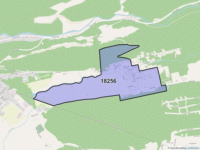 Map of Weston, Pennsylvania and ZIP codes