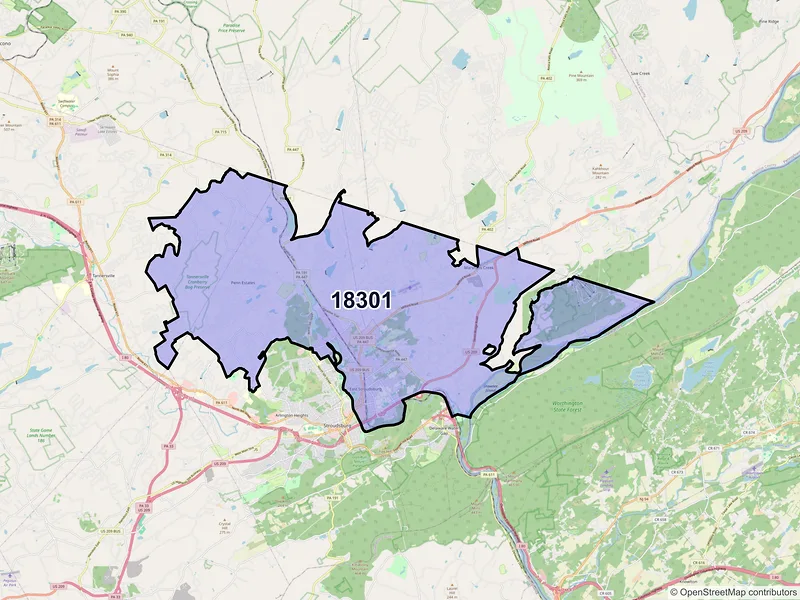 Map of ZIP Code 18301 — East Stroudsburg, PA