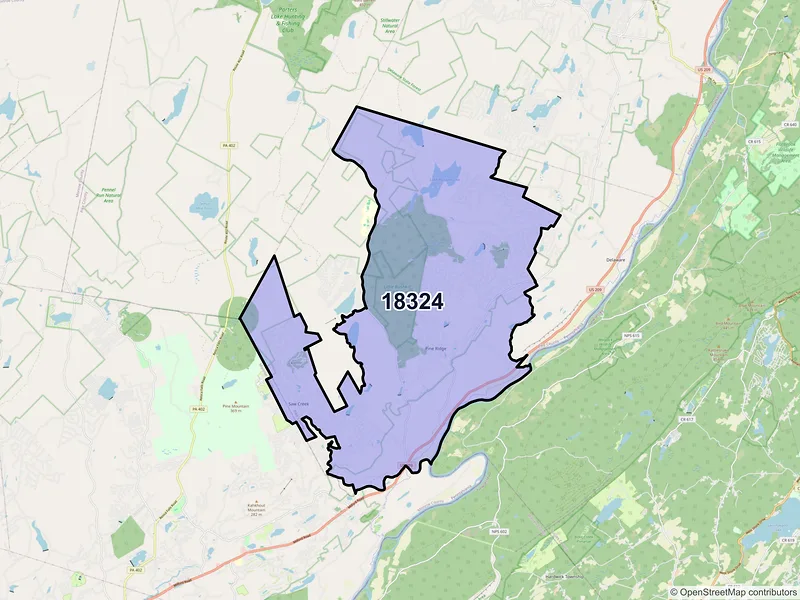 Map of Bushkill, Pennsylvania and ZIP codes