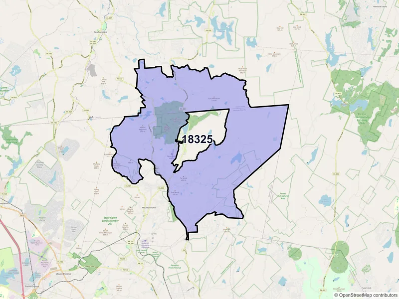Map of Canadensis, Pennsylvania and ZIP codes