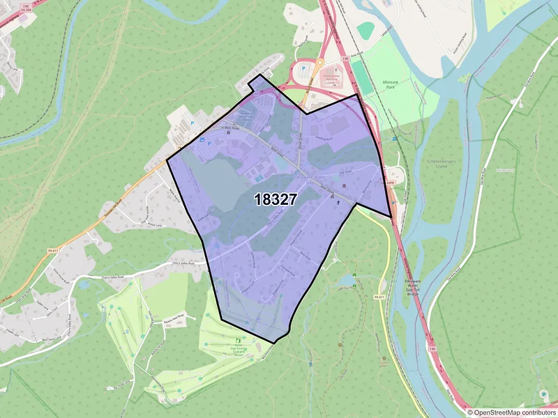 Map of Delaware Water Gap, Pennsylvania and ZIP codes