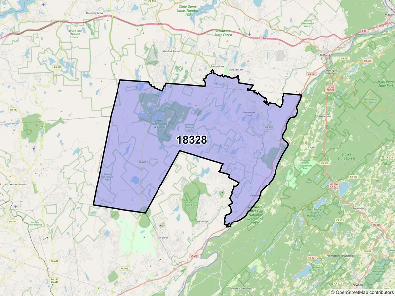 Map of ZIP Code 18328 — Dingmans Ferry, PA