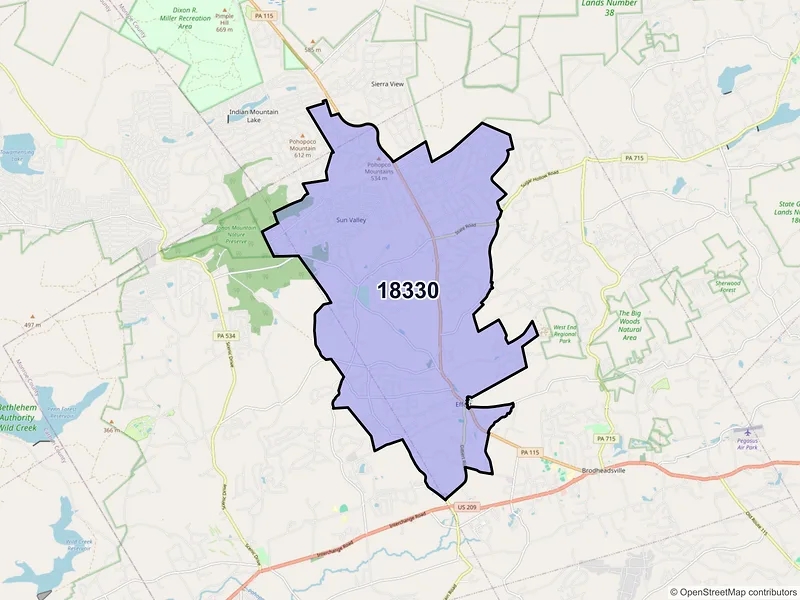 Map of ZIP Code 18330 — Effort, PA