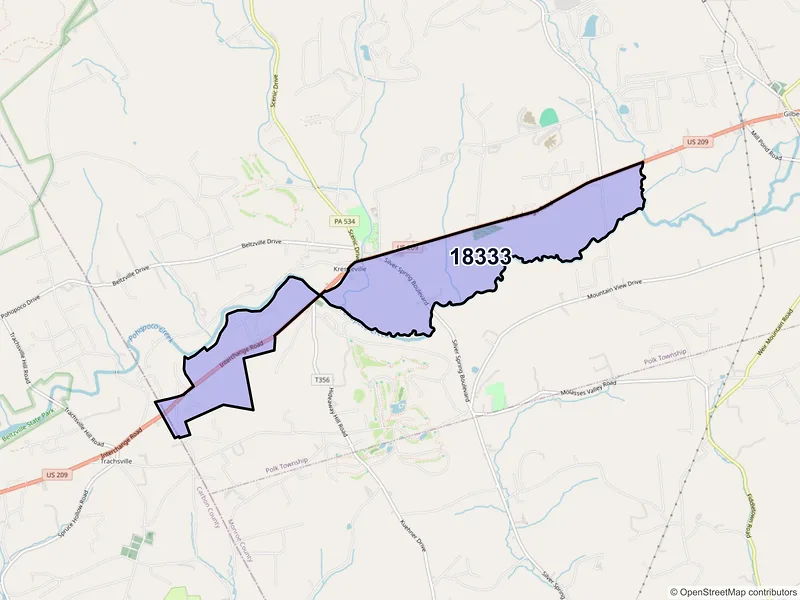 Map of ZIP Code 18333 — Kresgeville, PA