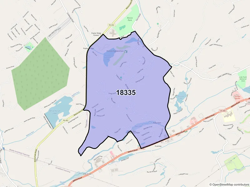 Map of Marshalls Creek, Pennsylvania and ZIP codes