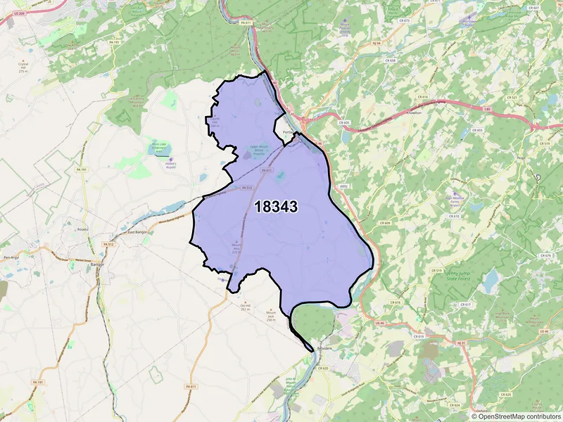 Map of ZIP Code 18343 — Mount Bethel, PA