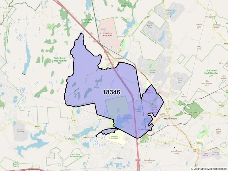 Map of ZIP Code 18346 — Pocono Summit, PA