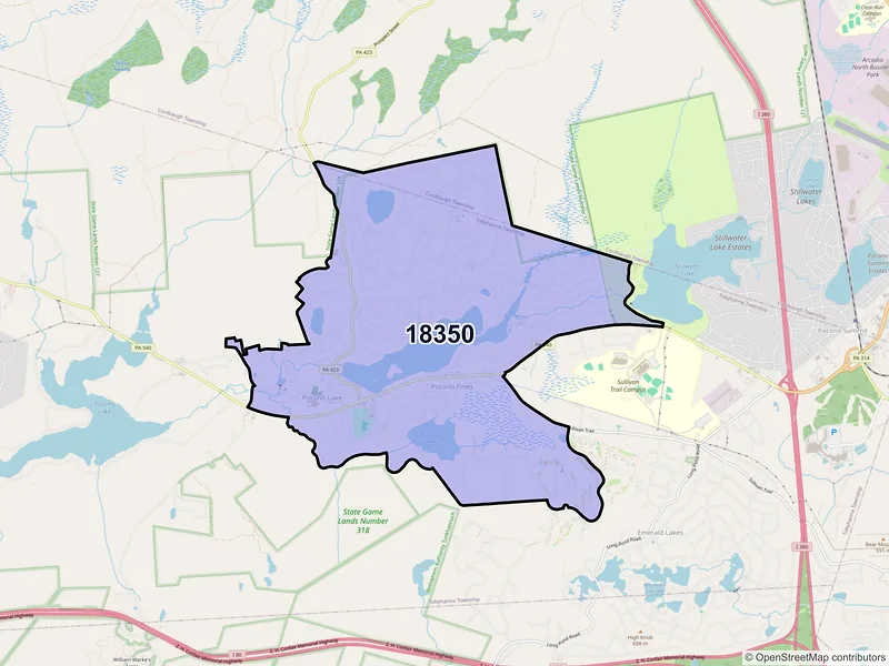 Map of ZIP Code 18350 — Pocono Pines, PA