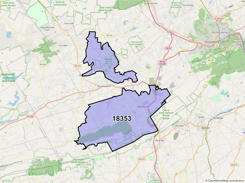 Map of ZIP Code 18353 — Saylorsburg, PA