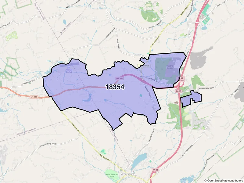 Map of Sciota, Pennsylvania and ZIP codes