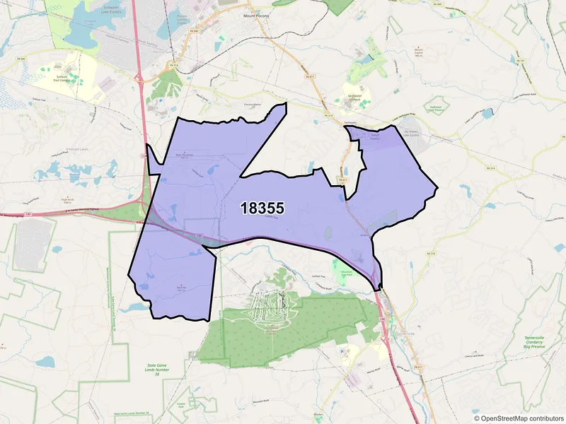 Map of ZIP Code 18355 — Scotrun, PA
