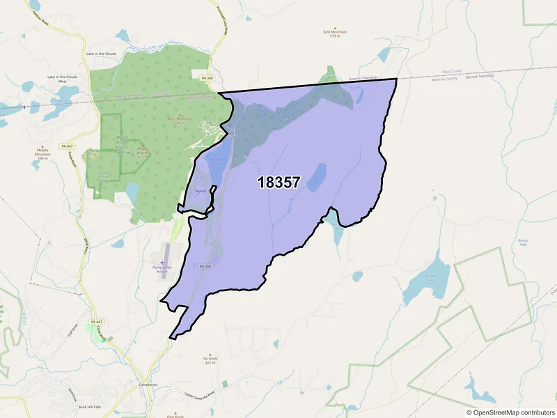 Map of Skytop, Pennsylvania and ZIP codes