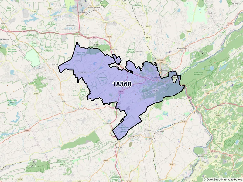 Map of ZIP Code 18360 — Stroudsburg, PA