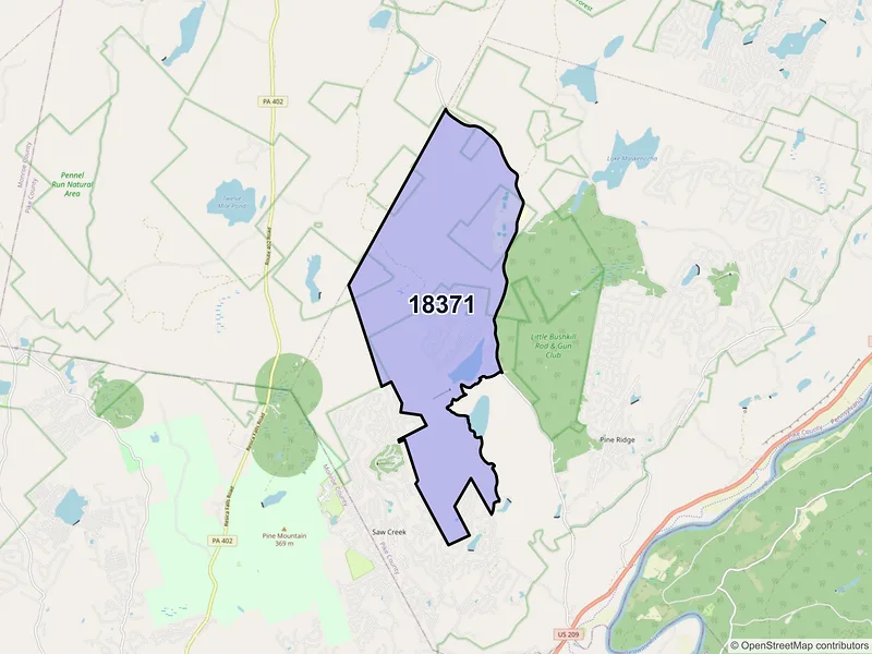 Map of ZIP Code 18371 — Tamiment, PA