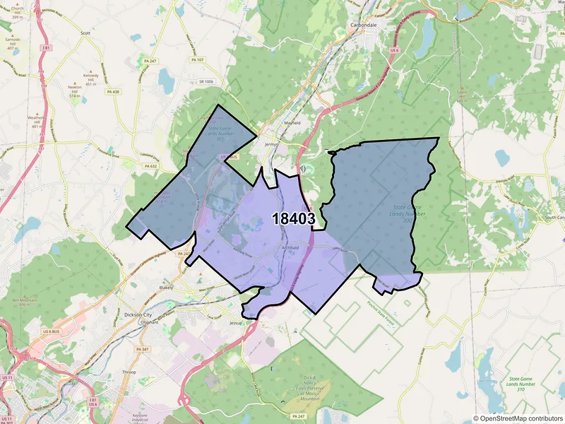 Map of ZIP Code 18403 — Archbald, PA