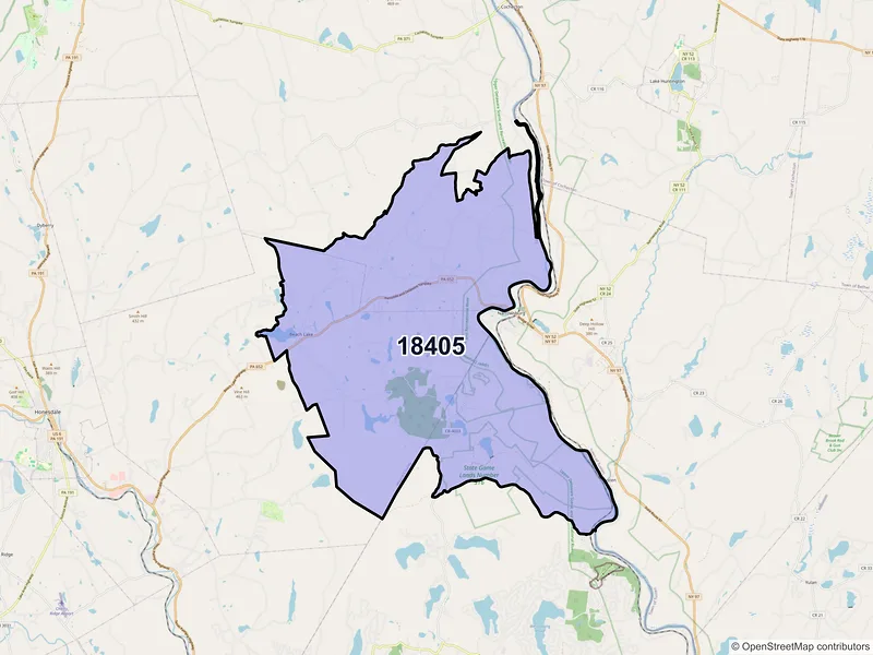Map of ZIP Code 18405 — Beach Lake, PA