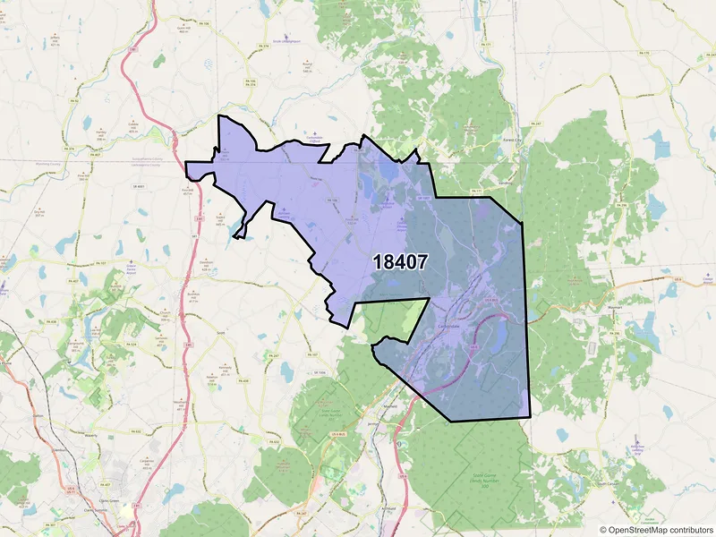 Map of ZIP Code 18407 — Carbondale, PA