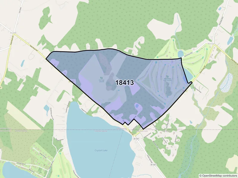 Map of Clifford, Pennsylvania and ZIP codes