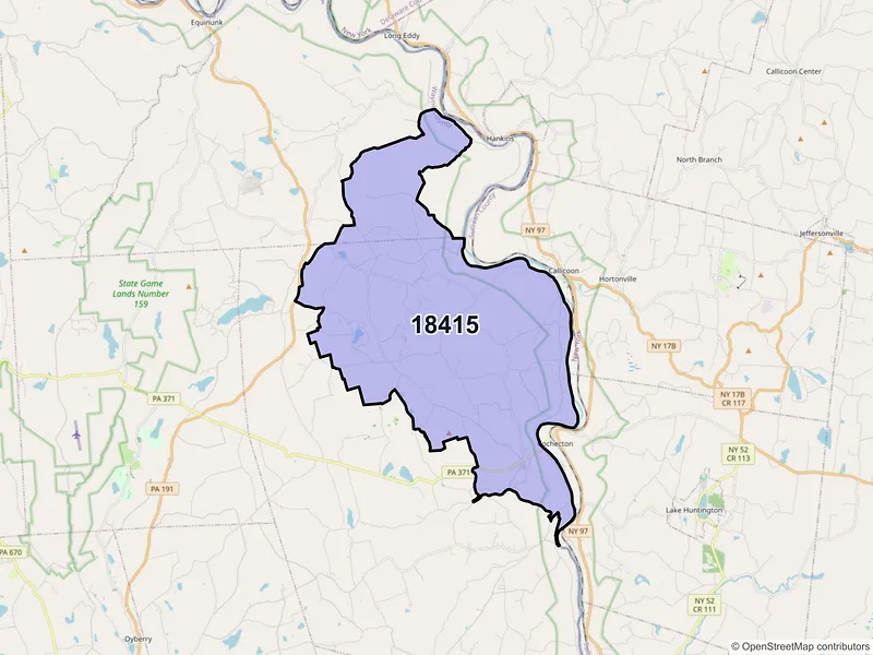 Map of ZIP Code 18415 — Damascus, PA