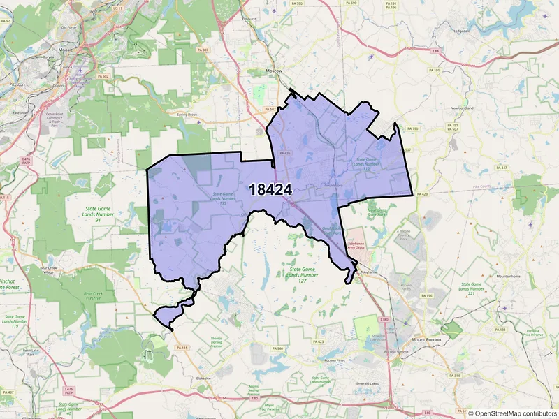 Map of ZIP Code 18424 — Gouldsboro, PA