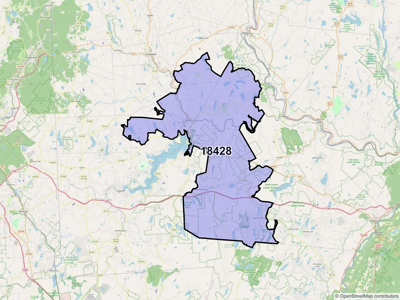 Map of Hawley, Pennsylvania and ZIP codes