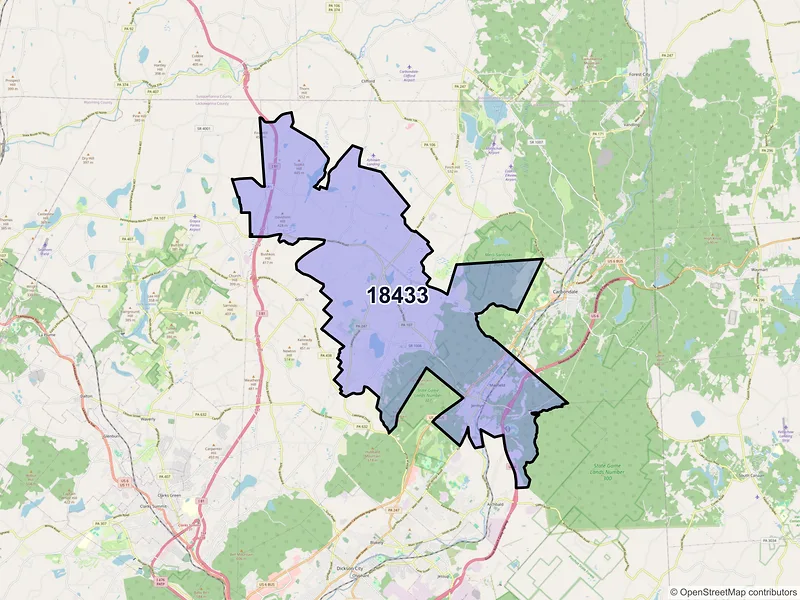 Map of ZIP Code 18433 — Jermyn, PA