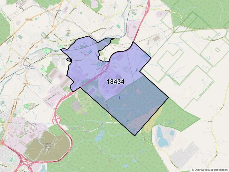 Map of ZIP Code 18434 — Jessup, PA
