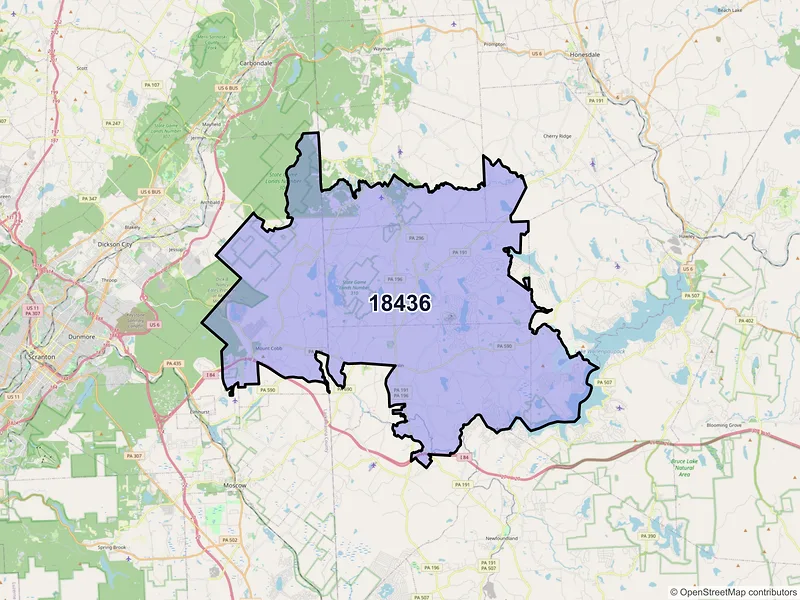 Map of ZIP Code 18436 — Lake Ariel, PA
