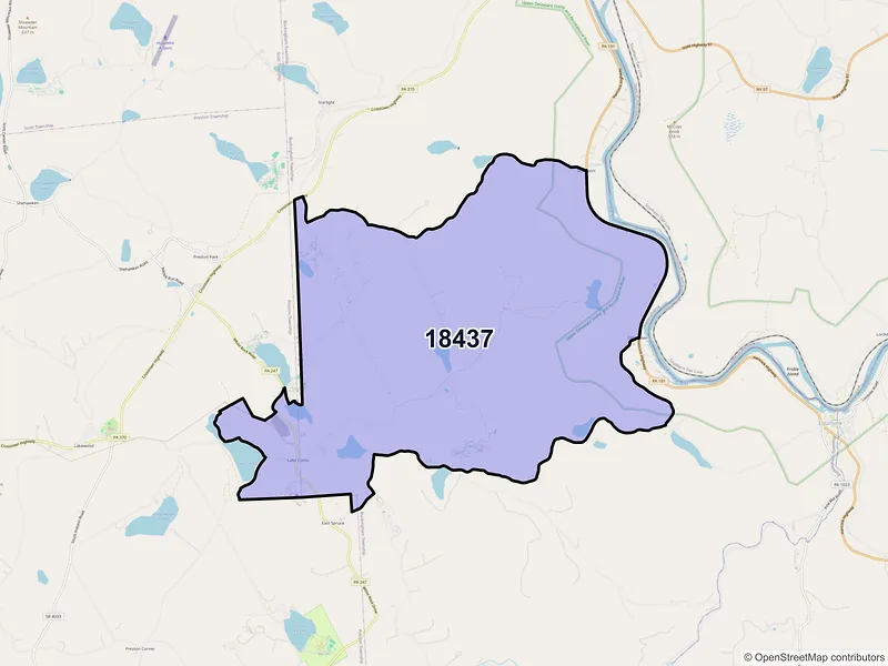 Map of Lake Como, Pennsylvania and ZIP codes