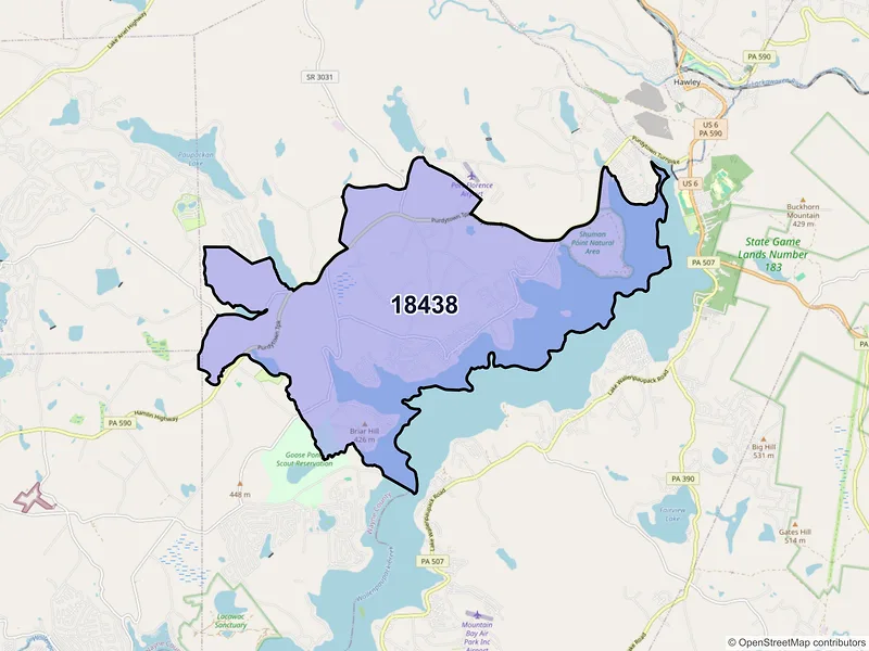 Map of Lakeville, Pennsylvania and ZIP codes