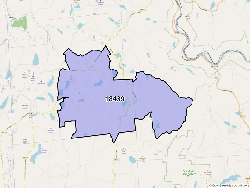 Map of Lakewood, Pennsylvania and ZIP codes